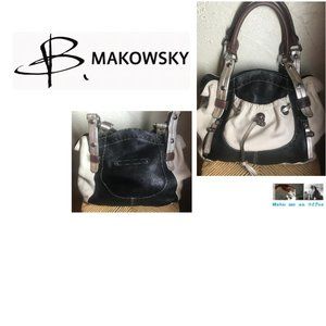 B MAKOWSKY White Black Geniune Leather Purse